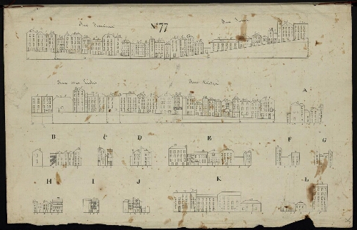Metz. Cahier F : ville. Folio 3, verso.
Développement de l'îlot n°77.
