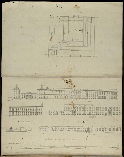Metz. Cahier G : ville. Folio 4, verso.
Plan et développement de l'îlot n°32.