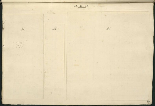 Verdun. Cahier I : Campagne. [Folio] 3 [recto, les trois rabats fermés] îlots n°43, 44, 45