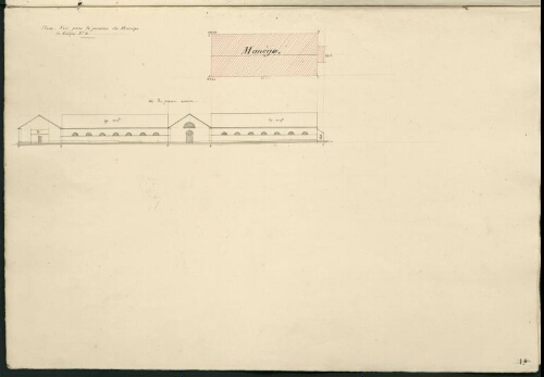 Verdun. Cahier B : Bâtiments militaires. [Folio] 4 [recto] Plan et développement du manège