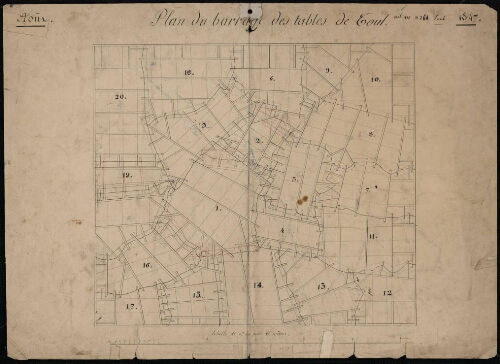 Toul. [recto] Août 1847. Plan du barrage des tables de Toul.
