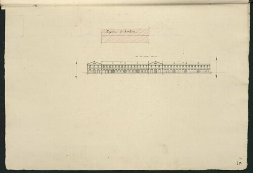 Verdun. Cahier B : Bâtiments militaires. [Folio] 8 [recto] Plan et développement du magasin d'Artillerie