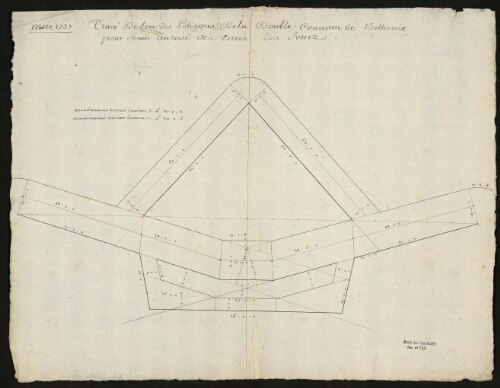 Metz. Tracé de l'un des polygones de la double couronne de Bellecroix, recto.
1737.