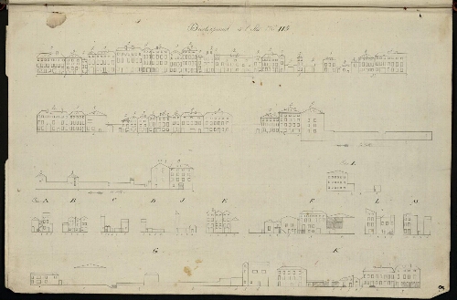 Metz. Cahier C : ville. Folio 8, recto.
Développement de l'îlot n°115.