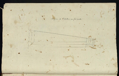 Metz. Cahier N : ville, fortifications. Folio 14, verso.
Plan du Magasin de l'Artillerie, au fort Moselle.