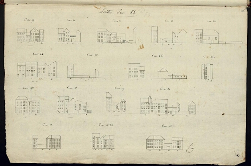 Metz. Cahier N : ville, fortifications. Folio 9, recto.
Suite et fin du développement de l'îlot n°83