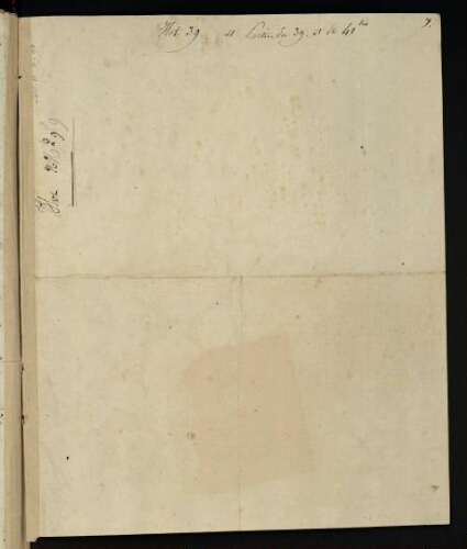 Metz. Cahier B : ville. Folio 7, recto.
Feuillet vierge avec inscriptions.