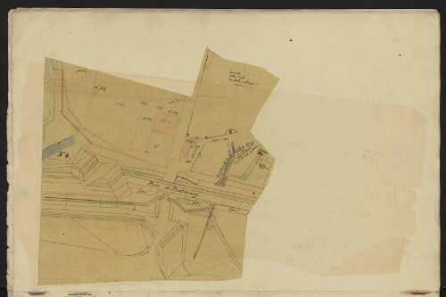 Bitche. Cahier : fortifications nouvelles. Folio 8, verso.
Plan sur calque de la porte de Phalsbourg, bastion 4, chapelle n°37.