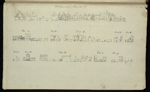 Metz. Cahier B : ville. Folio 11, verso.
Développement de l'îlot n°76.