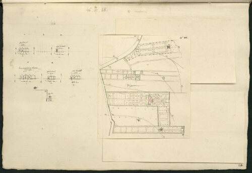 Verdun. Cahier I : Campagne. [Folio] 4 [recto, le premier rabat déplié] Plan et développement de l'îlot n°46