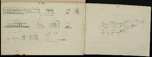 Metz. Cahier G : ville. Folio 11, recto.
Plan et développement de l'îlot n°22.