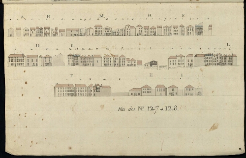 Metz. Cahier D : ville. Folio 6, recto.
Suite et fin du développement des îlots n°127 et 128.