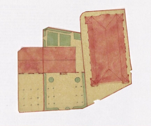 Metz. Cahier E : ville. Folio 9 ter, recto.
Plan de bâtiments et de jardins.