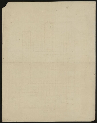 Metz. Plan horizontal du petit séminaire Saint Louis de Gonzague (Montigny-les-Metz), verso.
Première partie, rez-de-chaussée.