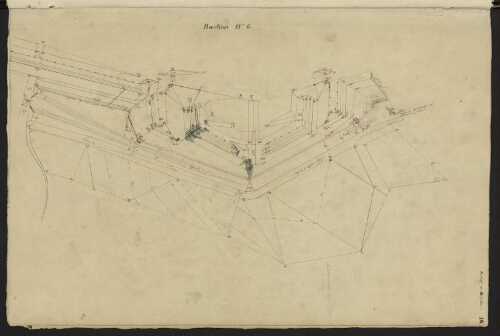 Bitche. Cahier : fortifications nouvelles. Relief de Bitche. Folio 16, recto.
Plan. Bastion n°6.