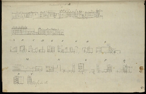 Metz. Cahier C : ville. Folio 14, recto.
Développement de l'îlot n°38.