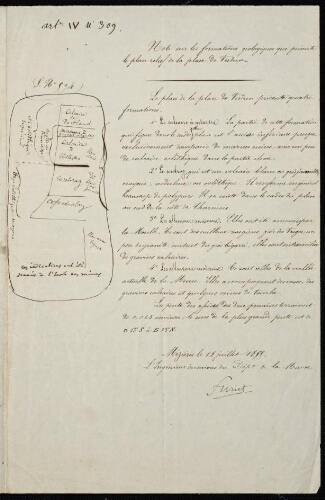 Verdun. [Feuille 1 recto, page 1] Note sur les formations géologiques que présente le plan relief de la place de Verdun - Mézières le 18 juillet 1855