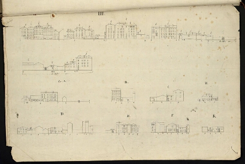 Metz. Cahier I : ville. Folio 7, recto.
Début du développement de l'îlot n°111.