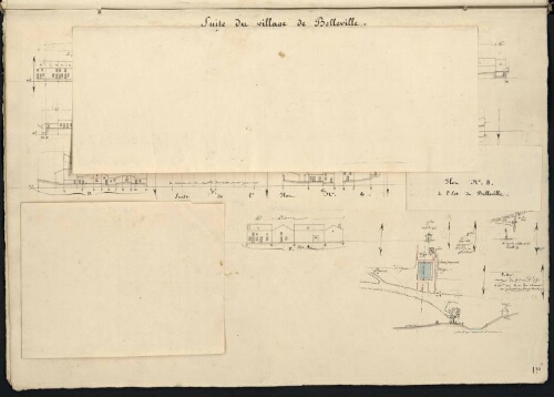 Verdun. Cahier H : Campagne. [Folio] 2 [recto, 3 rabats fermés] Suite du village de Belleville ; îlot n°8 à l'Est de Belleville