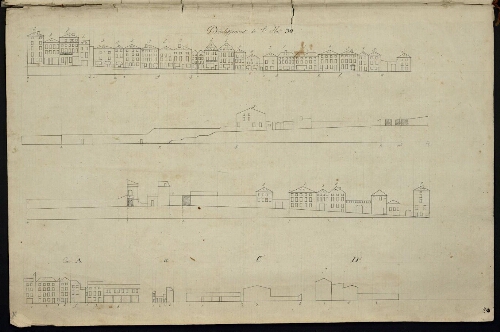 Metz. Cahier H : ville. Folio 2, recto.
Développement de l'îlot n°30.