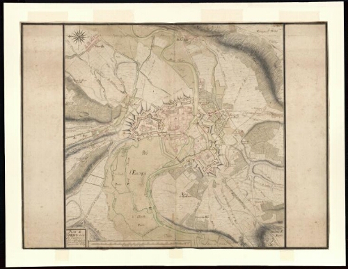 Verdun. [recto] - Plan de Verdun et de ses environs, levé et dessiné sur les lieues par le Sr Vosgin ingénieur ordinaire du Roy