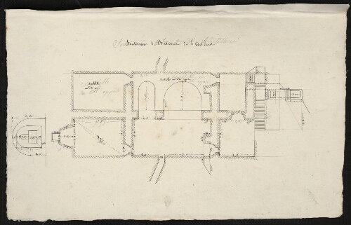 Bitche. Folio 7, recto.
Plan avec élévations du souterrain du Bâtiment d'Artillerie.