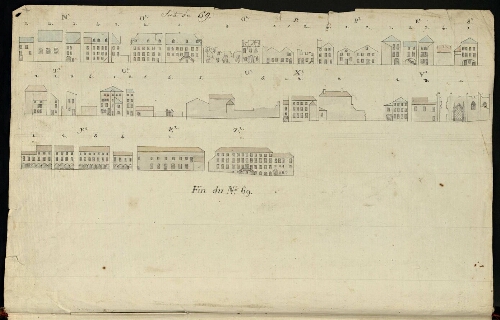 Metz. Cahier E : ville. Folio 3, verso.
Développement de l'îlot n°69.