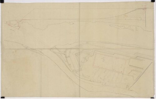 Metz. Plan d'un front bastionné sur l'île de Saulcy, recto.