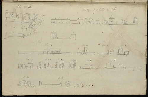 Metz. Cahier C : ville. Folio 3, verso.
Plan et développement de l'îlot n°96.